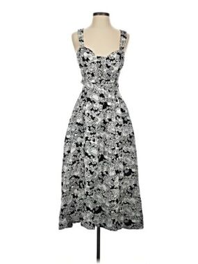 Anthropologie Black and White Floral Midi Dress